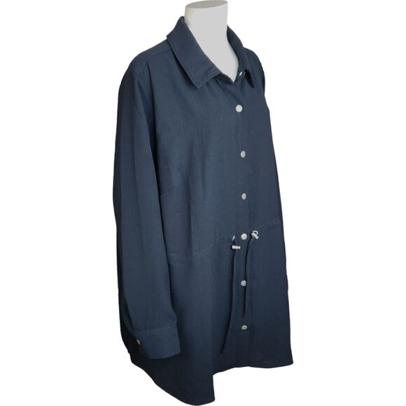 Girl With Curves Button Shirt Jacket with Adjustable Waist Black 2X NWOT - Picture 11 of 14